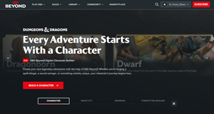 image of dnd beyond website homepage